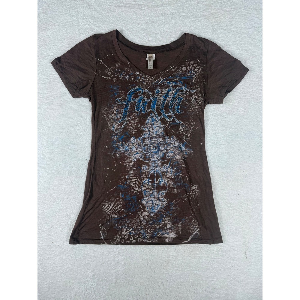 Women's Brown Short Sleeve Faith Graphic Tee